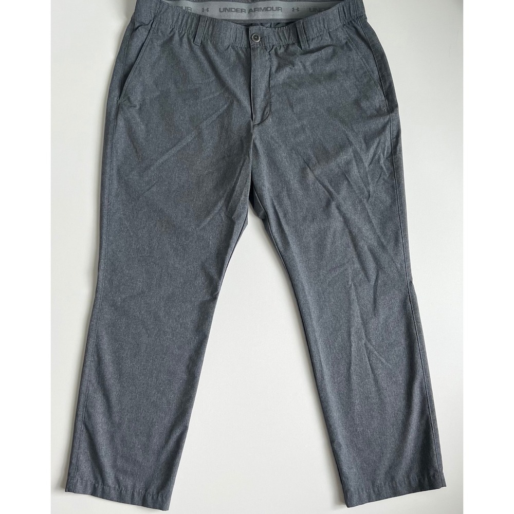 Under Armour Men's Golf Pants Gray Heathered Flat Front Stretch 40x30